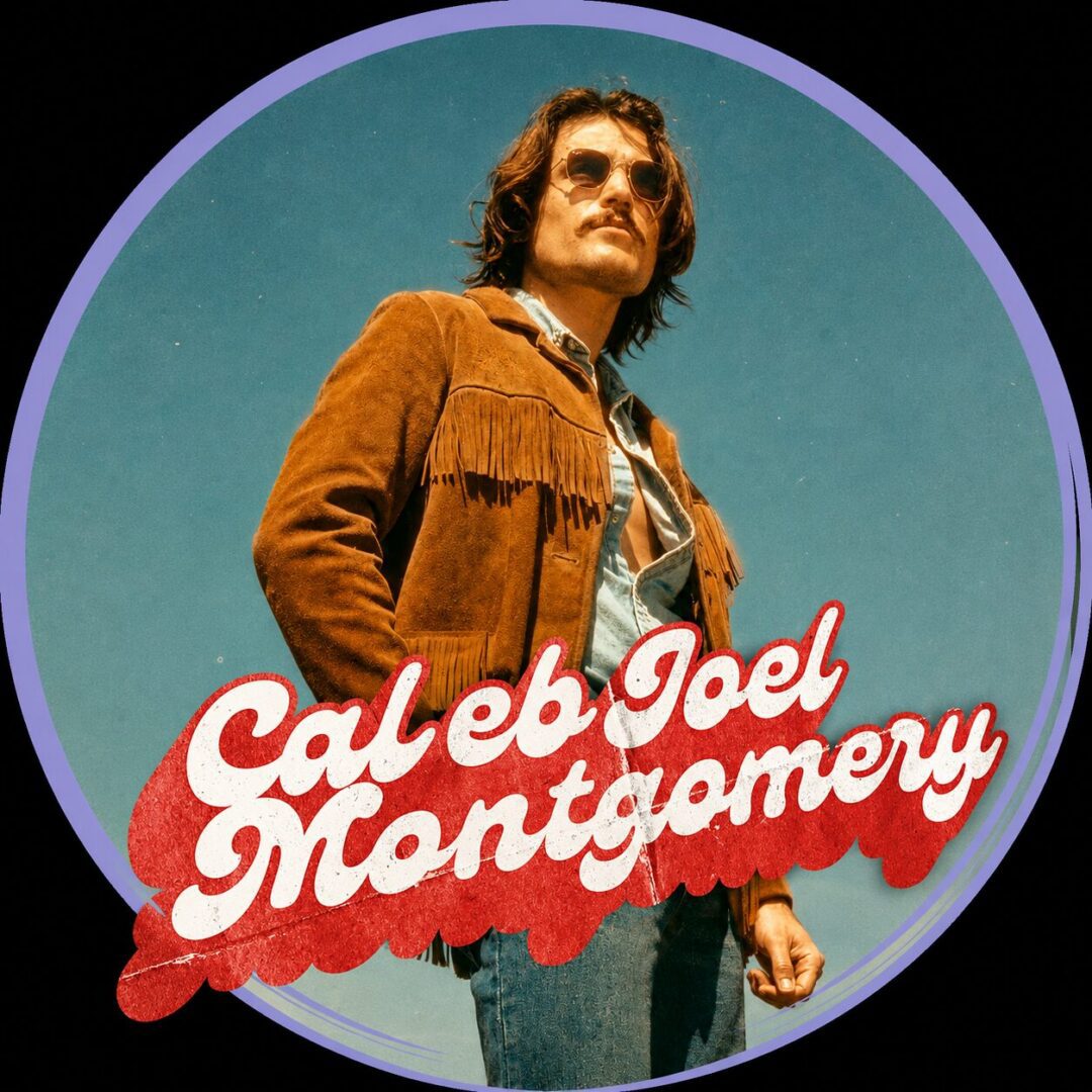 Retro album cover: man with fringe jacket, sunglasses